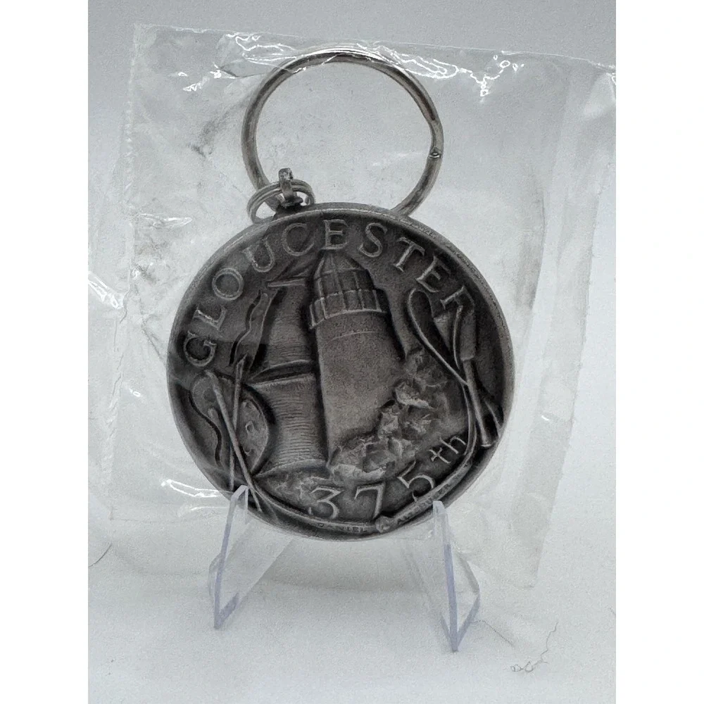Vtg Gloucester Massachusetts 375th Anniversary Medal Keychain Daniel Altshuler